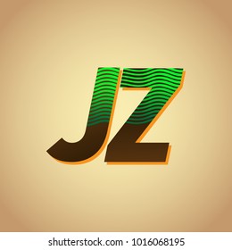 initial letter logo JZ colored green and brown with striped composition, Vector logo design template elements for your business or company identity