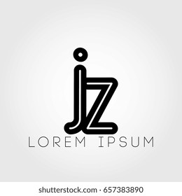 initial letter logo jz outline lowercase black logotype
