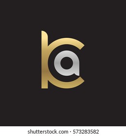 initial letter logo ka, ak, a inside k rounded lowercase logo gold silver