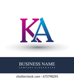 initial letter logo KA colored red and blue, Vector logo design template elements for your business or company identity