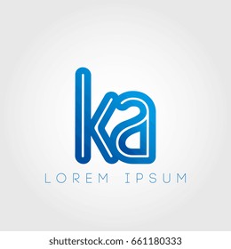 initial letter logo ka, k, ak, outline lowercase blue logotype