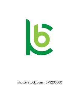 initial letter logo kb, bk, b inside k rounded lowercase green flat