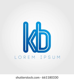 initial letter logo kb, k, b, bk, outline lowercase blue logotype