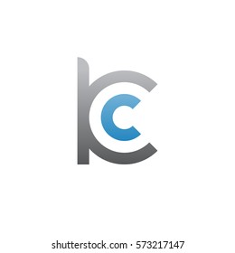 initial letter logo kc, ck, c inside k rounded lowercase blue gray