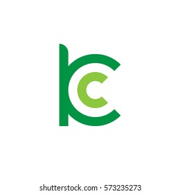 initial letter logo kc, ck, c inside k rounded lowercase green flat