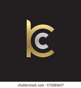 initial letter logo kc, ck, c inside k rounded lowercase logo gold silver