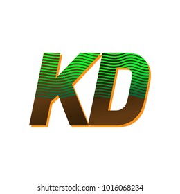 initial letter logo KD colored green and brown with striped composition, Vector logo design template elements for your business or company identity