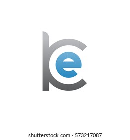 initial letter logo ke, ek, e inside k rounded lowercase blue gray