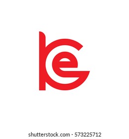 initial letter logo ke, ek, e inside k rounded lowercase red flat