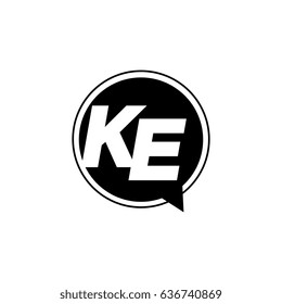 Initial letter logo ke inside speech bubble black