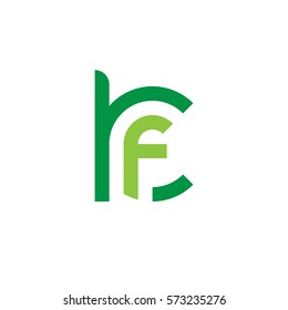 initial letter logo kf, fk, f inside k rounded lowercase green flat
