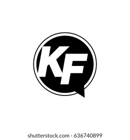 Initial letter logo kf inside speech bubble black