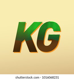 initial letter logo KG colored green and brown with striped composition, Vector logo design template elements for your business or company identity
