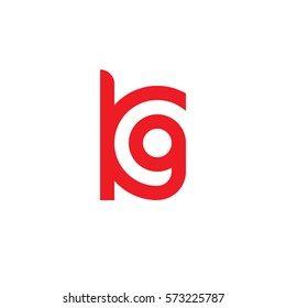 initial letter logo kg, gk, g inside k rounded lowercase red flat