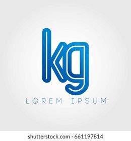 initial letter logo kg, k, g, gk, outline lowercase blue logotype