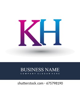 initial letter logo KH colored red and blue, Vector logo design template elements for your business or company identity