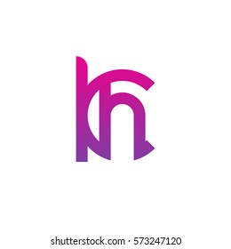 initial letter logo kh, hk, h inside k rounded lowercase purple pink