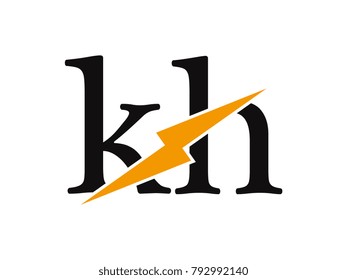Initial letter logo kh lowercase thunder vector design