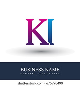initial letter logo KI colored red and blue, Vector logo design template elements for your business or company identity