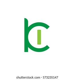 initial letter logo ki, ik, i inside k rounded lowercase green flat