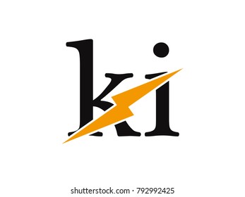 Initial letter logo ki lowercase thunder vector design