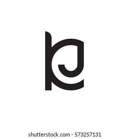 initial letter logo kj, jk, j inside k rounded lowercase black monogram