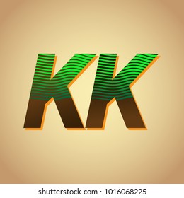 initial letter logo KK colored green and brown with striped composition, Vector logo design template elements for your business or company identity