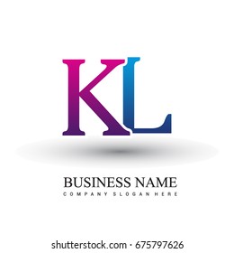 initial letter logo KL colored red and blue, Vector logo design template elements for your business or company identity