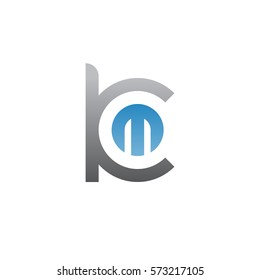 initial letter logo km, mk, m inside k rounded lowercase blue gray