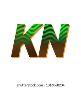 initial letter logo KN colored green and brown with striped composition, Vector logo design template elements for your business or company identity