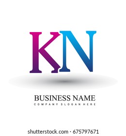 initial letter logo KN colored red and blue, Vector logo design template elements for your business or company identity