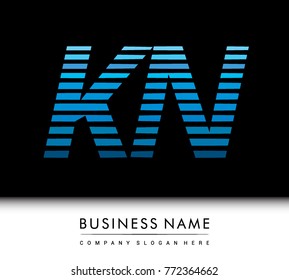 initial letter logo KN colored blue with striped compotition, Vector logo design template elements for your business or company identity
