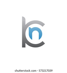 initial letter logo kn, nk, n inside k rounded lowercase blue gray