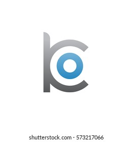 initial letter logo ko, ok, o inside k rounded lowercase blue gray