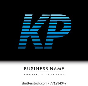 initial letter logo KP colored blue with striped compotition, Vector logo design template elements for your business or company identity
