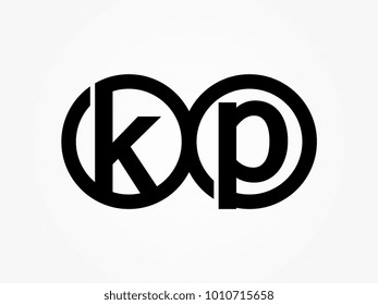 Initial letter logo kp lowercase related in circles black
