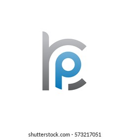 initial letter logo kp, pk, p inside k rounded lowercase blue gray