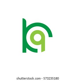 initial letter logo kq, qk, q inside k rounded lowercase green flat