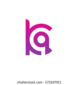 initial letter logo kq, qk, q inside k rounded lowercase purple pink