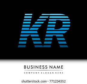 initial letter logo KR colored blue with striped compotition, Vector logo design template elements for your business or company identity
