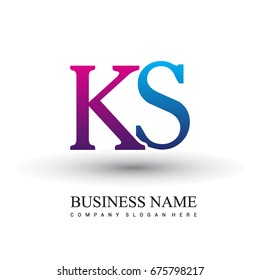 initial letter logo KS colored red and blue, Vector logo design template elements for your business or company identity.