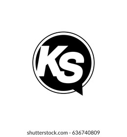 Initial letter logo ks inside speech bubble black