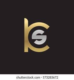 initial letter logo ks, sk, s inside k rounded lowercase logo gold silver
