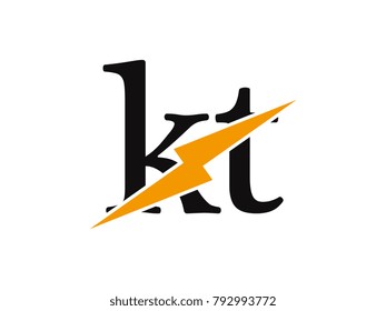 Initial letter logo kt lowercase thunder vector design