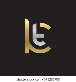 initial letter logo kt, tk, t inside k rounded lowercase logo gold silver