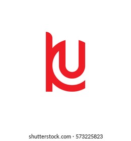 initial letter logo ku, uk, u inside k rounded lowercase red flat