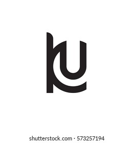 initial letter logo ku, uk, u inside k rounded lowercase black monogram