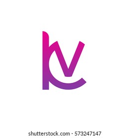 initial letter logo kv, vk, v inside k rounded lowercase purple pink