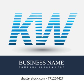initial letter logo KW colored blue with striped compotition, Vector logo design template elements for your business or company identity
