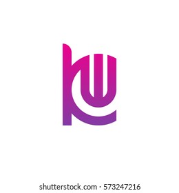 initial letter logo kw, wk, w inside k rounded lowercase purple pink